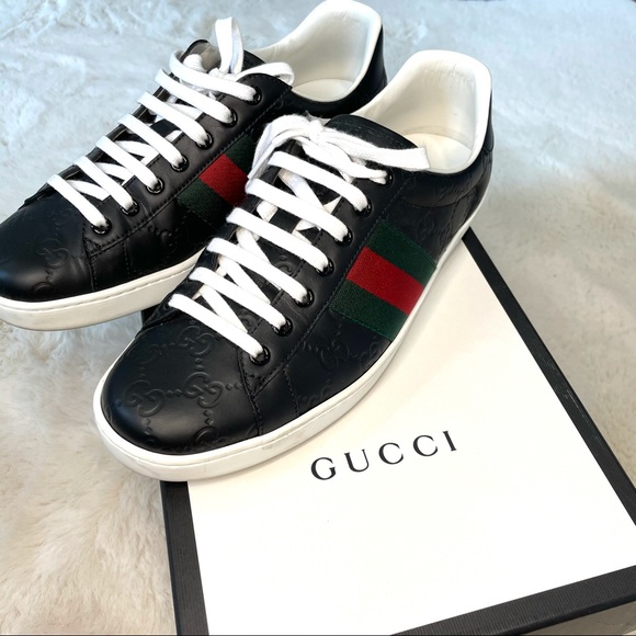 Gucci Other - GUCCI Signature Ace Black leather sneakers
